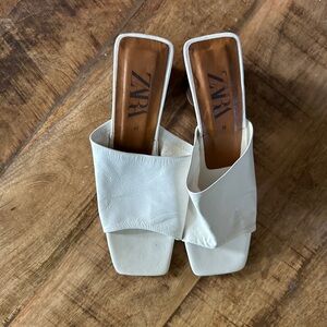 zara white mule heels